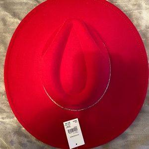 Red wide brim hat